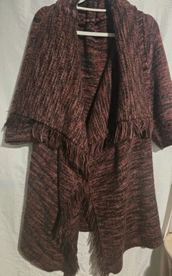 G.I.L.I. Cárdigan largo con flecos CÁLIDO chal envolvente tejido Western Boho OS XL Foto 1 de 4