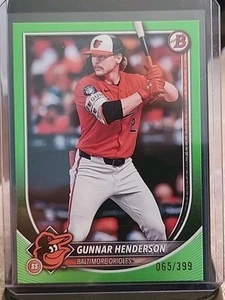 2025 Bowman Gunnar Henderson #2 Neon Green /399 Baltimore Orioles - Picture 1 of 3