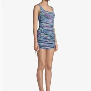 Lands End Swim Dress Striped One Piece Swimsuit 12 Modest Resort Pool Ocean - Picture 1 of 19
