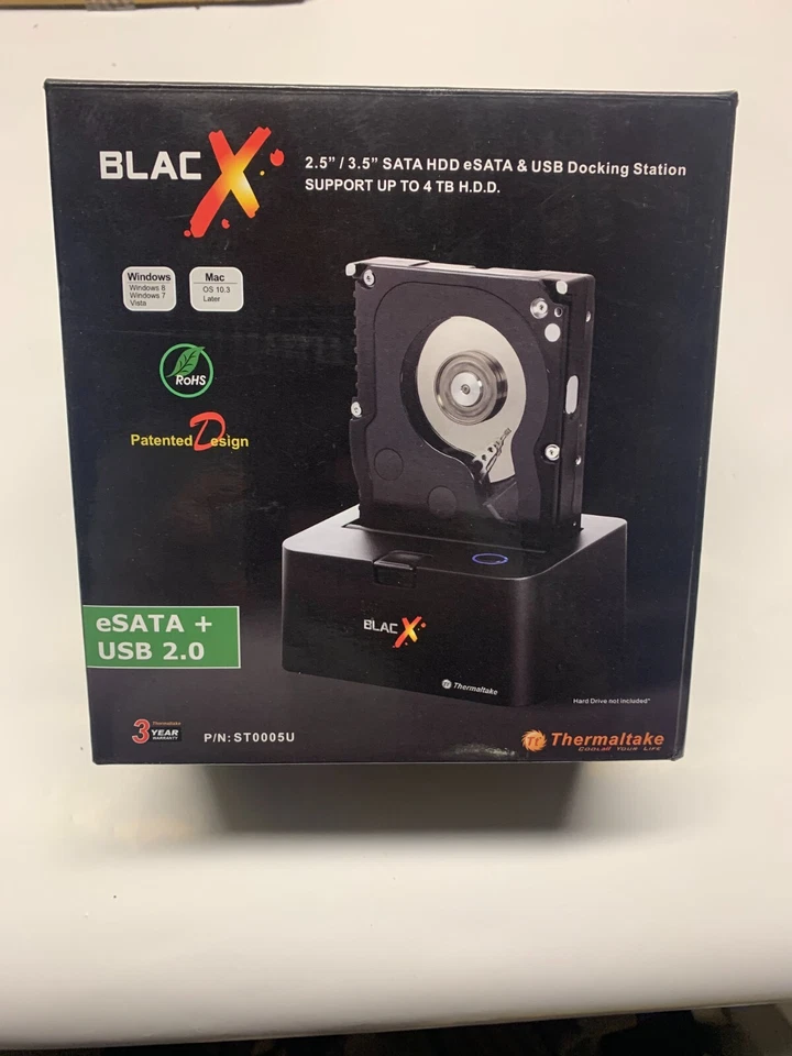 💻 Thermaltake BlacX eSATA+ USB 2.0 Hard Drive Docking Station ST0005U up to 4TB - Image 1 of 1