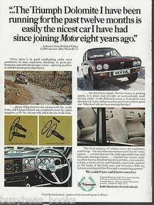 Anuncio TRIUMPH DOLOMITE 1973, British Leyland Triumph, anuncio británico - Imagen 1 de 1