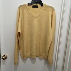 Embassy Row 100% Cashmere Crewneck Yellow Sweater Long Sleeve Men's XL - Picture 1 of 13