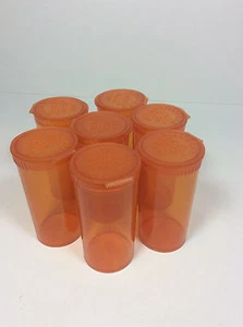 50 PC ORANGE 2.75"x1.25" Squeeze Pop Top Prescription Medication Bottles 13 DRAM - Picture 1 of 8