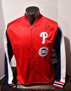 Men's New Era Red MLB Philadelphia Phillies Full Zip Track Jacket Sz LG NWT - Picture 1 of 8
