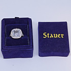 Stauer Sterling Silver Diamondaura Split Shank Halo Engagement Ring ~ Size 7