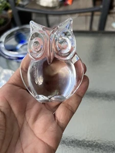 VINTAGE  DAUM FRANCE CLEAR CRYSTAL "OWL" SIGNED FIGURE - Picture 1 of 6