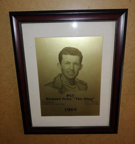 Vintage NASCAR Richard Petty  1964 Daytona 500 pole trophy plaque very rare Cover