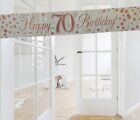 70th Birthday White Rose Gold Themed Birthday Party Decorations Balloons Bunting