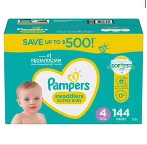 Pampers Swaddlers Disposable Diapers Size 4, 144 Count - Picture 1 of 9