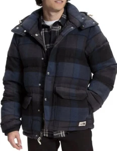 The North Face Men’s Sierra Down Wool Parka Insulated Winter Black Plaid Jacket - Picture 1 of 12