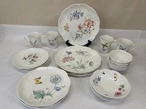 4-6 Piece Place Settings Lenox Butterfly Meadow Dinner Salad Desert Plates Bowls - Picture 1 of 8