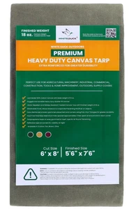 WHITEDUCK Heavy Duty Canvas Tarp 18 Oz 100% Cotton, Water proof Olive 18 Oz - Picture 1 of 43