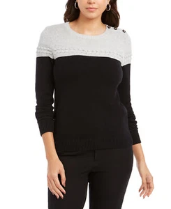 Charter Club Women's Metallic Colorblocked Sweater (XX-Large, Silver Tin Combo) - Picture 1 of 1