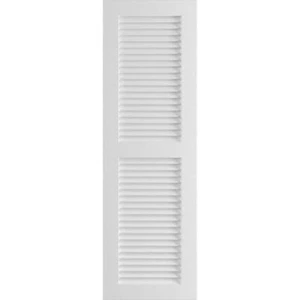 Ekena Millwork Louvered Shutters Pair (15"x55") Two Equal PVC Unfinished Gray - Picture 1 of 6