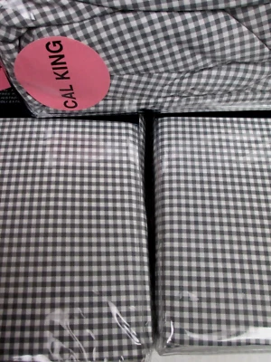 New Ralph Lauren RL Classic Gingham Fitted Sheet MODERN CHARCOAL - Cal King - Image 1 of 4