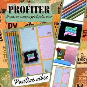 Positive vibes.  planning pad, pin. Perfect Secret Santa.  funny office  - Picture 1 of 8