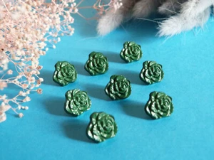 885BTER Chequerboard Buttons " Button Of Pink " Green Lot 8 Buttons Ép. Vintage - Picture 1 of 4