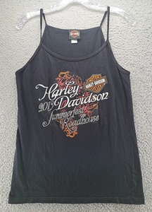 Harley Davidson Tank Top Damen Medium Schwarz Sommerfest Roadhouse 2013 Rosen HD - Bild 1 von 11