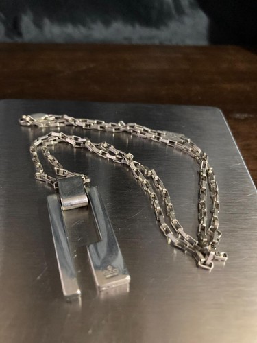 Collana catena maglia veneziana ciondolo placca logo GUCCI G Italia argento sterling925