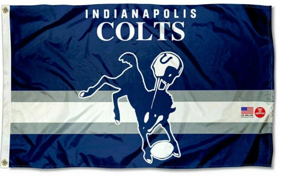 Indianapolis Colts Retro Vintage 3x5 Bandera Hombre Cueva 3 x 5 Bandera EE. UU. Foto 1 de 4