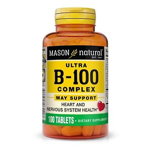 100 Tablets Ultra B-100 Complex All Eleven B Factors vitamins Healthy Cells 