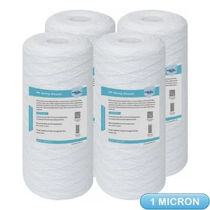 Membrane Solutions 1 Micron 10" x 4,5" Stringa Ferita Sedimenti Filtro Acqua Confezione da 4 - Foto 1 di 12