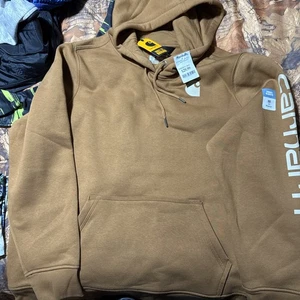 Carhartt Loose Fit Graphic Sweatshirt Hoodie Womens XXL Brown Pockets TS0288-W - Picture 1 of 12