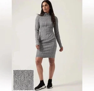 NWT ATHLETA Delancey Textured Dress Half Zip Long Sleeve Side Pocket Size M - Picture 1 of 11