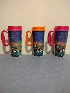 LOT of 3 Walt Disney World Resort Refillable Tumbler Cup Mugs 2 Pink & 1 Orange - Picture 1 of 19