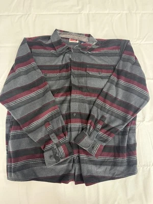 Chaqueta Camisa Wrangler Para Hombre 2XL Gris Negro Rayas Polar Botón Bolsillos Delanteros Foto 1 de 4
