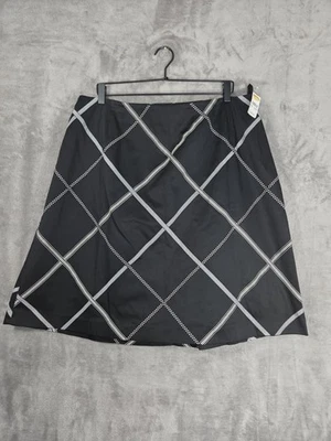 Talbots Nueva Falda Algodón Mezcla Spandex Blanco y Negro 20W Plus Elástico Foto 1 de 4