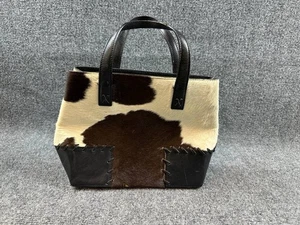 Cole Haan Ponyhaar Rindsleder Tasche Umhängetasche Tasche Braun Weiß Vintage - Bild 1 von 14