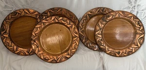 MCM Posey Mfg Co Washington Sitka Spruce Cooper Wood Set 5 Plates Chargers 11” - Picture 1 of 13