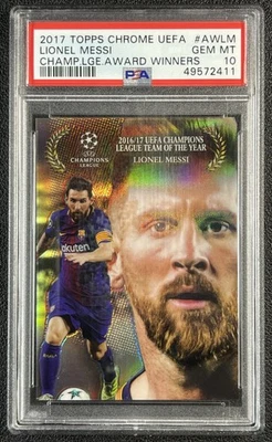LIONEL MESSI PSA 10 2017 TOPPS CHROME UCL #AW-LM AWARD WINNERS 2411 - Image 1 of 2