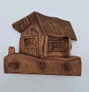 Vintage Holz Hütte Schlüsselhalter - Bild 1 von 5