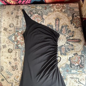 Vintage City Triangles 90s WhimsyGoth Full Length Women's Black Scrunch Dress - Picture 1 of 11