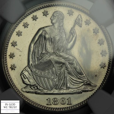 1861 Seated Liberty Silver Half Dollar 50C NGC MS UNC Details - Repaired - Image 1 of 4
