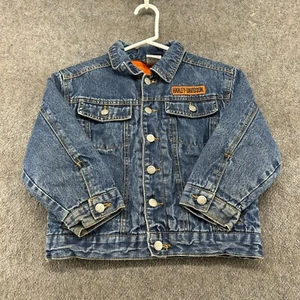 Harley Davidson Jacket Youth Boys 6 Blue Trucker Quilted Lined Medium Wash Denim - Picture 1 of 11