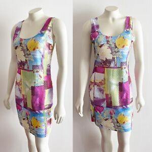 Contempo Casuals Colorful Tank Dress 80s Size Large 