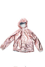 Hatley Girls Long Sleeve Front Zip Hooded Metallic Jacket Pink Size 10