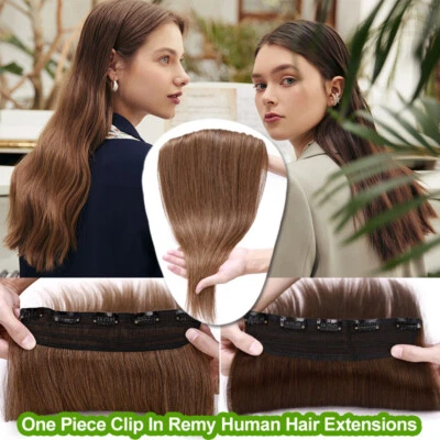 100% Real Remy Clip In Human Hair Extensions 3/4Full Head Blonde THICK One Piece - Image 1 of 4