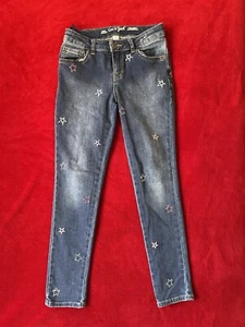 Cat&Jack Girl's Adjustable Waist Super Stretch Embroidered Stars Skinny Jeans 10 - Picture 1 of 8