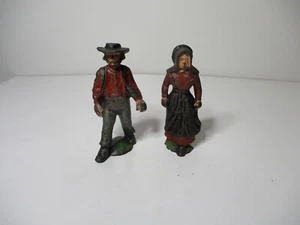 Vintage Amish Cast Iron Mennonite 5" Man & Woman Figures Hand Painted Old Set - Picture 1 of 6