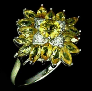 Silver Ring Citrine Genuine Natural Mined Gems Solid Sterling Size Q 1/2 US 8.5 - Picture 1 of 24