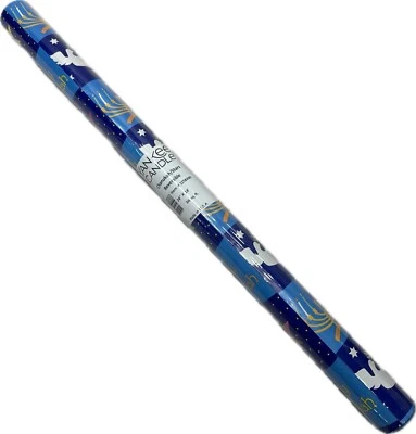 Yankee Candle Happy Chanukah Wrapping Paper Menorah Star Of David 36’ NEW - Image 1 of 4