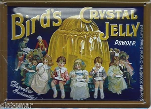 Plaque en métal avec aimant retro Bird's Crystal jelly powder 11 cm x 8 cm - Imagen 1 de 2