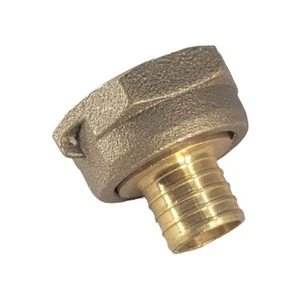 1" PEX Water Meter Coupling, LEAD FREE brass, 1" AWWA Swivel nut x 3/4 PEX Barb - Picture 1 of 9
