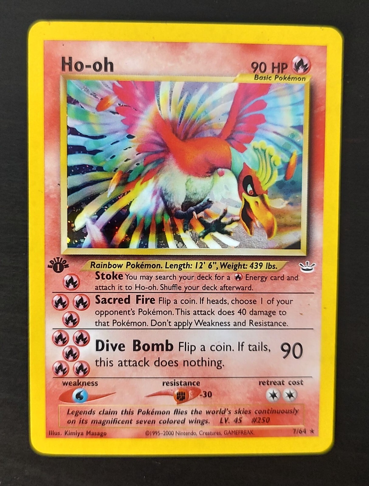 POKEMON 1st EDITION NEO REVELATION HO-OH HOLO #7 7/64  MP   2000
