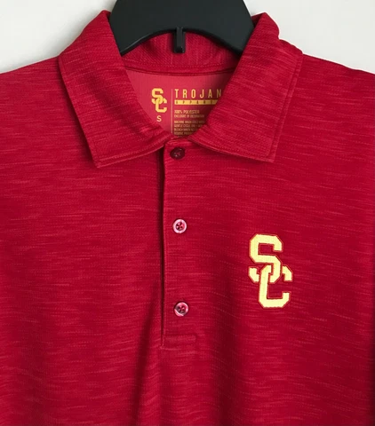 New USC Trojans Men's Polo Dress Shirt Red Embroidered Logo Univ Southern Cal Cover
