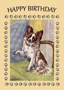 PAPILLON CUTE SITTING DOG BIRTHDAY GREETINGS NOTE CARD - Picture 1 of 1
